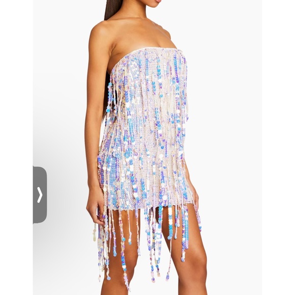 RETROFETE Shira Sequin Fringe Crochet Dress - Optic White / XS/S NWT - Picture 2 of 9